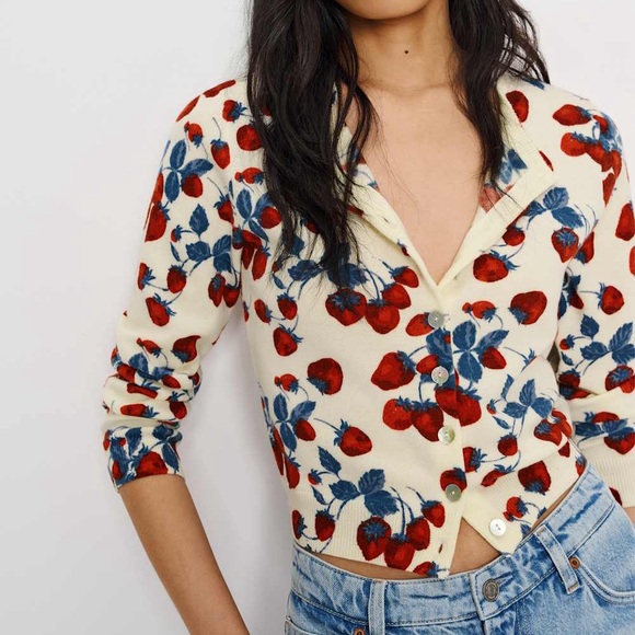 Reformation Sweaters - New REFORMATION Bernadette Crew Cardigan in Strawberry Jam